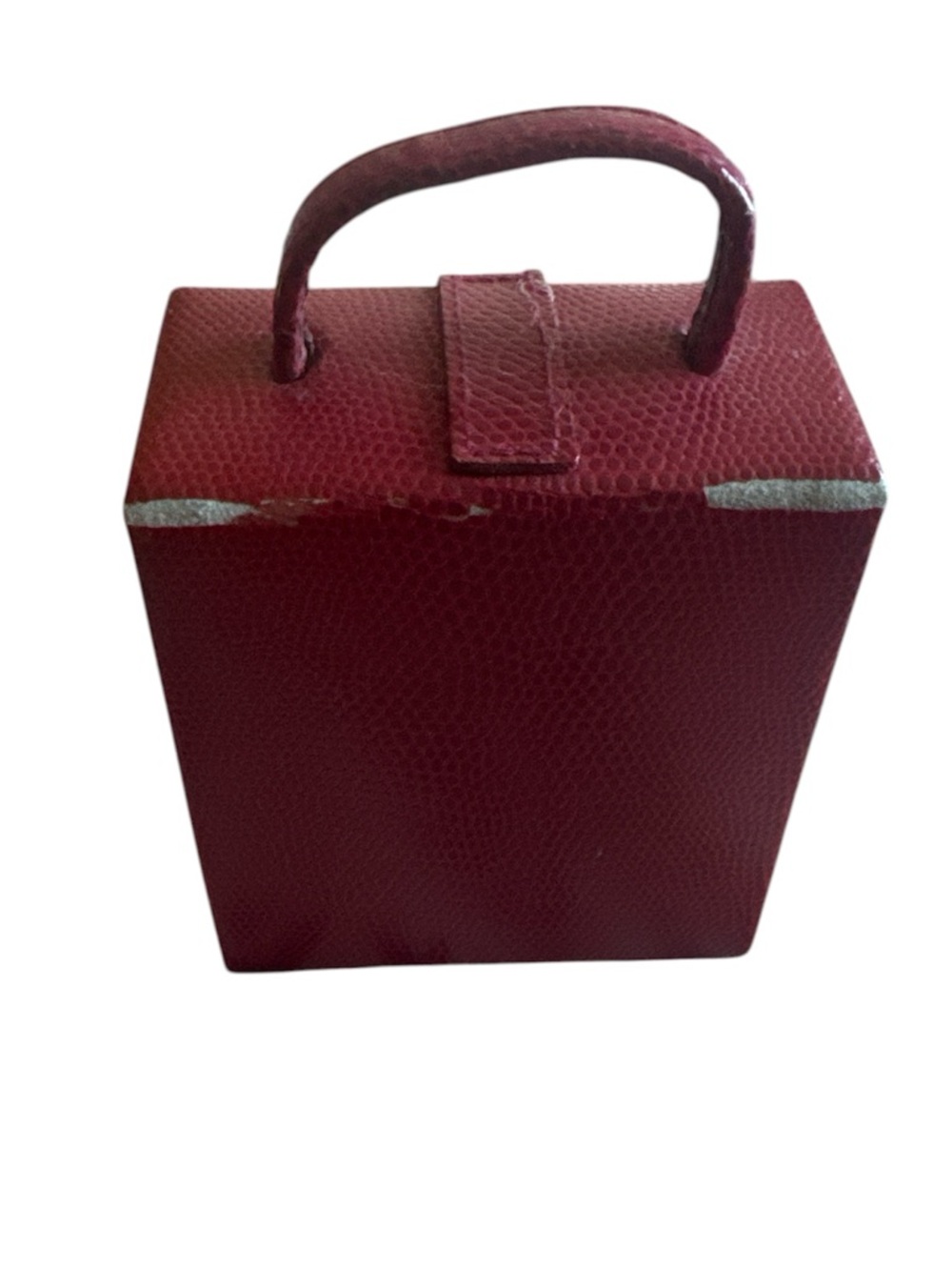 VINTAGE Burgundy Faux Textured Leather Foldout Travel Mini Jewelry Box - Picture 8 of 9